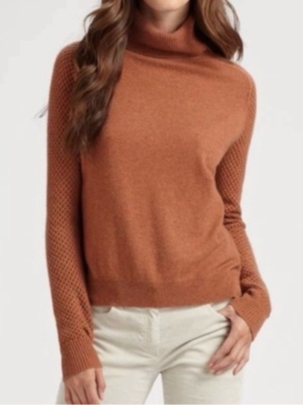 Theory Adalbert Loryelle Wool Open Knit Back
Rust Turtleneck Sweater Size M